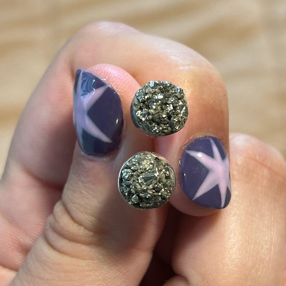 🪐 925 Silver and Pyrite Vintage Bohemian Studs